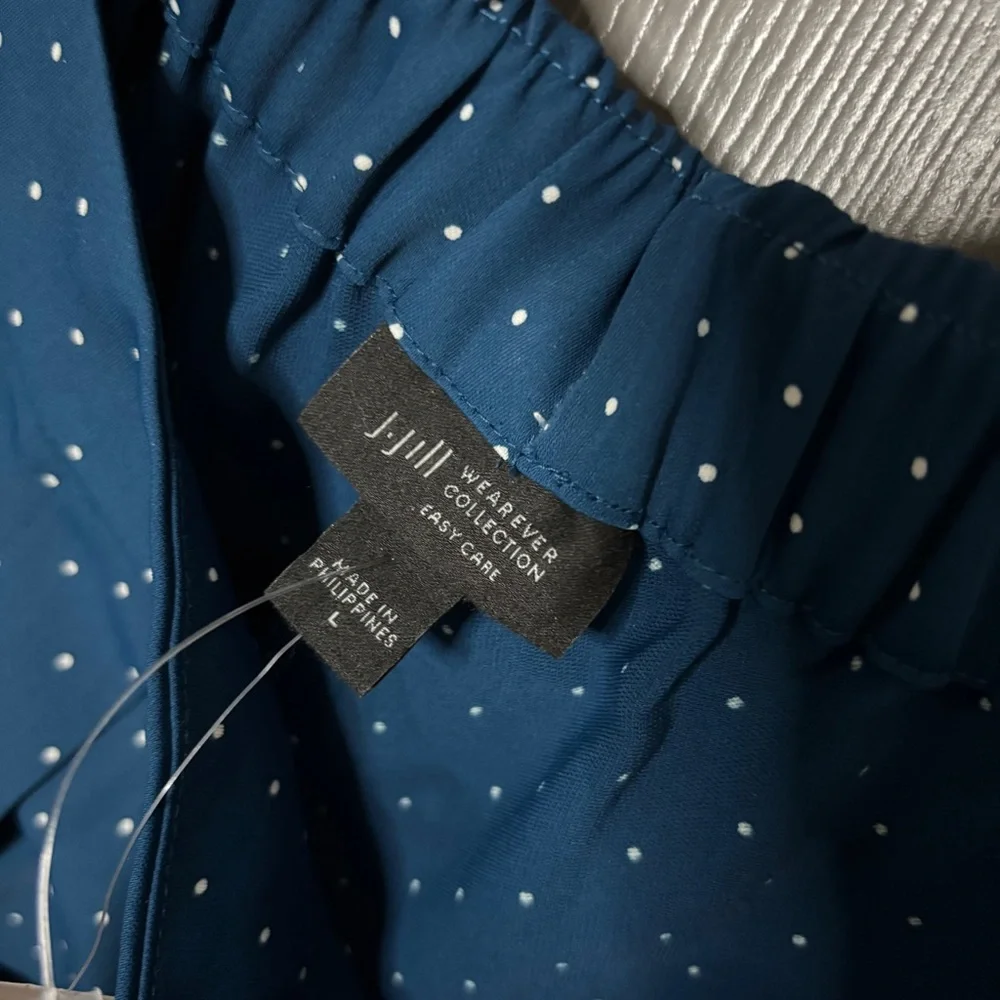 J. Jill New Wearever Collection Easy Care Wide Leg Cropped Pants Blue Large - Picture 5 of 14